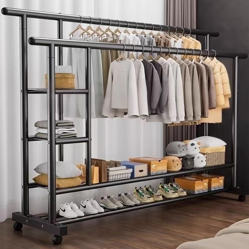 Clothes Drying Rack, Floor-Standing Clothes Rack, Outdoor Drying Rack, Rack for Drying Clothes, Indoor Double-Rod Clothes Rack