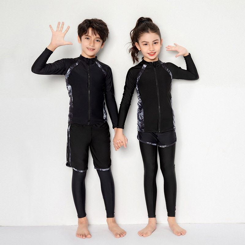 Children's Swimwear Boy's Summer New Sunscreen Long-sleeved Trousers Quick-drying Split Suit Big Boy Girl's Baby Swimwear
