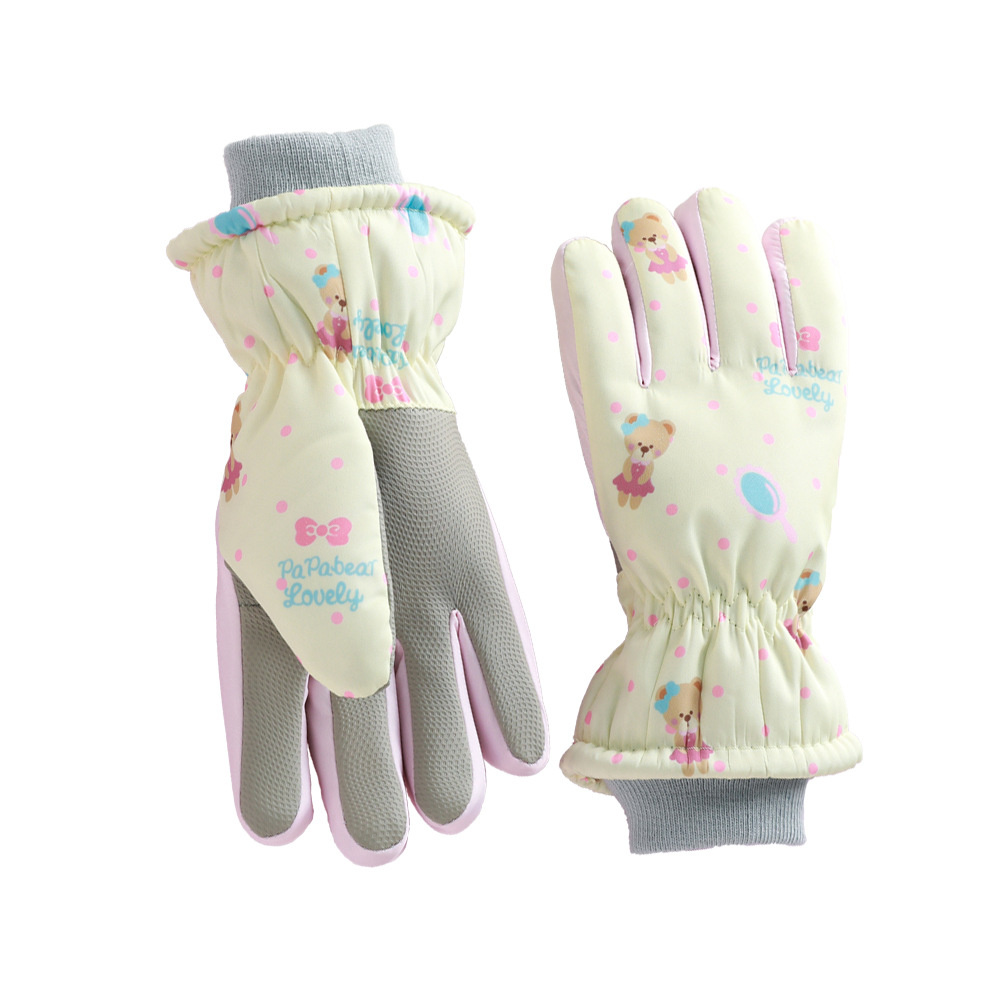 Guantes de esquí para niños de invierno para niños de temporada de ciclismo para niñas al aire libre de terciopelo grueso a prueba de salpicaduras a prueba de viento guantes fríos