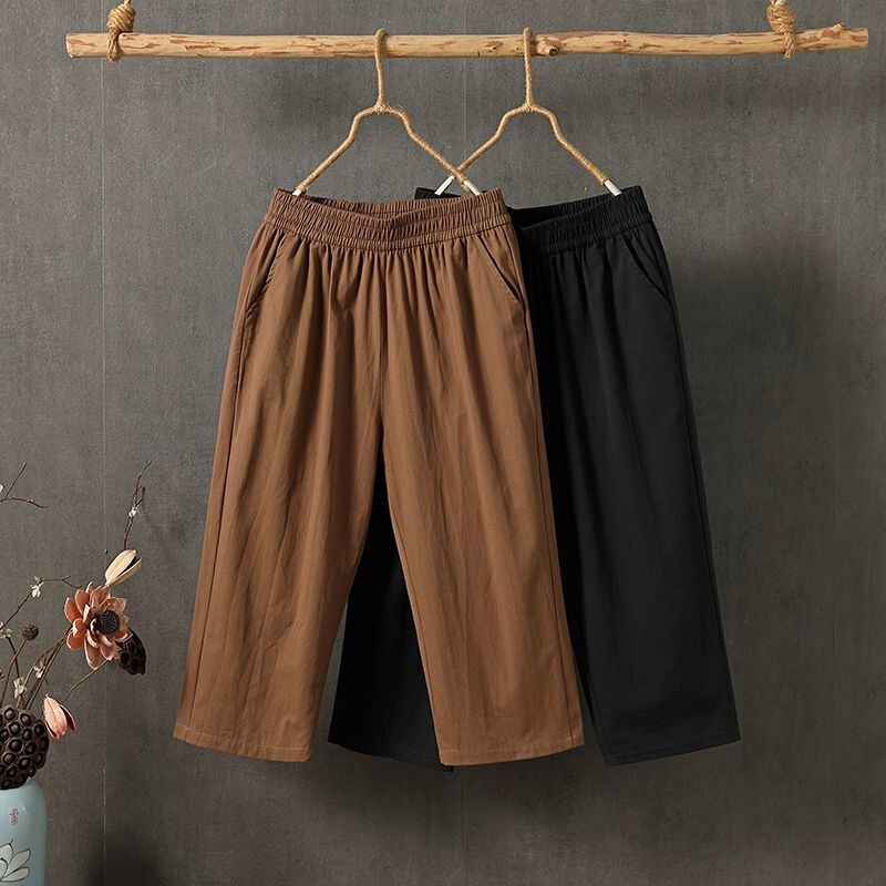Women's Cropped Pants Summer Thin Style 2026 New Large Size Cotton Linen Casual Harem Pants Five-Point Shorts Women's Cropped Pants Summer Thin Style 2026 New Large Size Cotton Linen Casual Harem Pants Five-Point Shorts