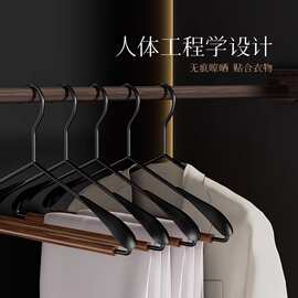 原木铁艺衣架金属质感宽肩衣挂服装店家用裤架多功能轻奢铁木衣架