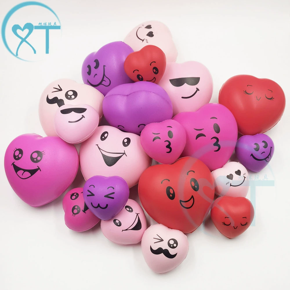 4 см маленький размер pu пена P краска губка любовь давление вентиляционный шар Напечатан Логотип Красное сердце ручка мяч