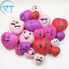 4cm小號pu發泡p噴漆海綿愛心壓力發泄球印刷logo紅色桃心握力球