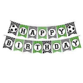 跨境HAPPYBIRTHDAY 纸质生日快乐足球字母 拉旗横幅派对装饰