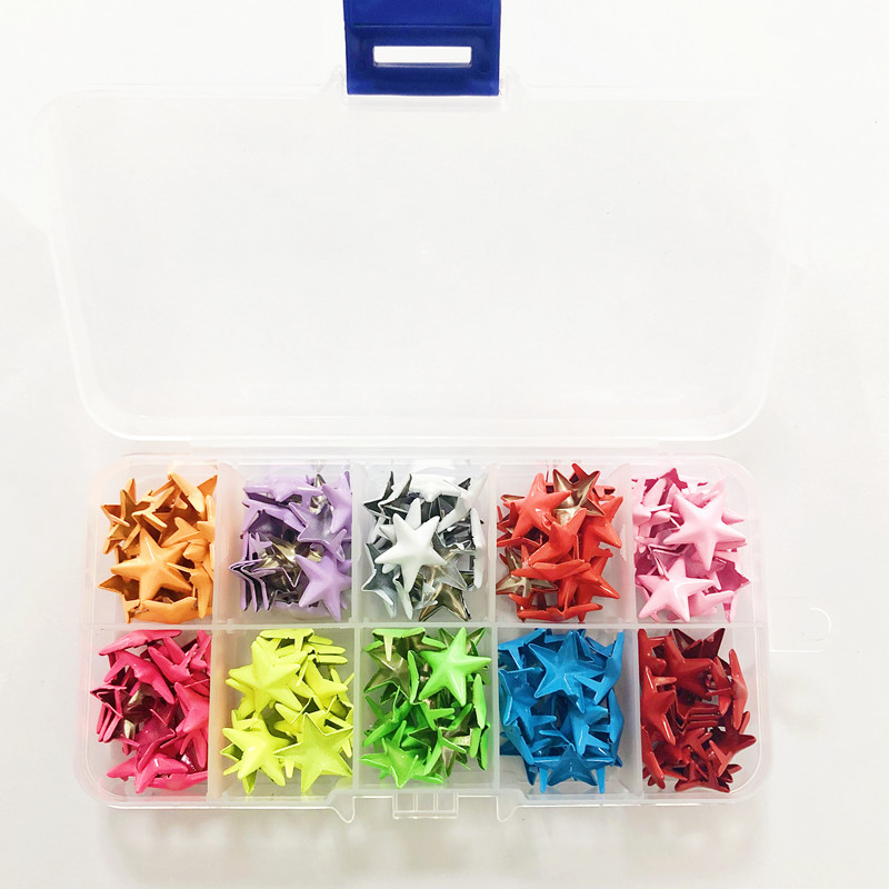 Cross-border sourcing colorful five-pointed star two-prong rivet fasteners for bags, clothing accessories, decorative hardware, DIY components