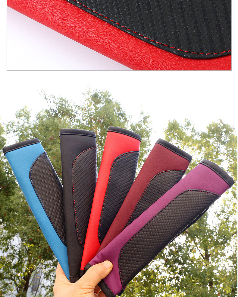 Cross-Border Popular Manufacturer's Ready-Made Leather Color Matching Soft and Comfortable Sports Car Carbon Fiber Pattern Seat Belt Shoulder Cover