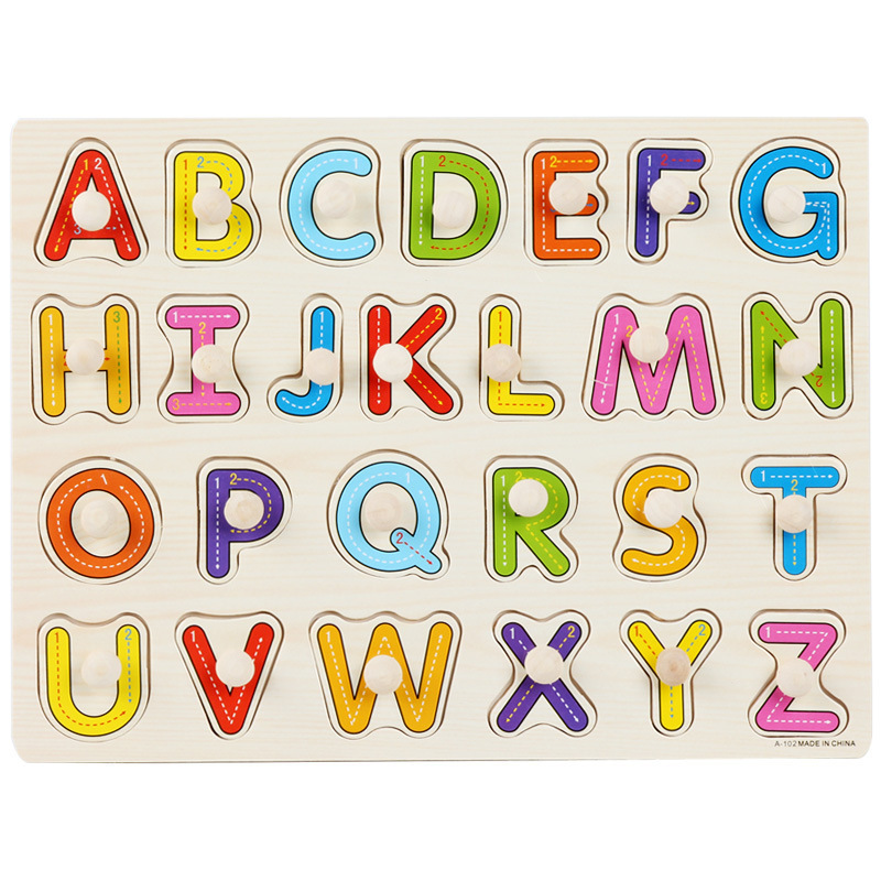 キノコの釘の手のつかみ板のパズルの子供の蒙氏の早教の木製のおもちゃのアルファベットの数字の果物の形の認知のつづり板|undefined