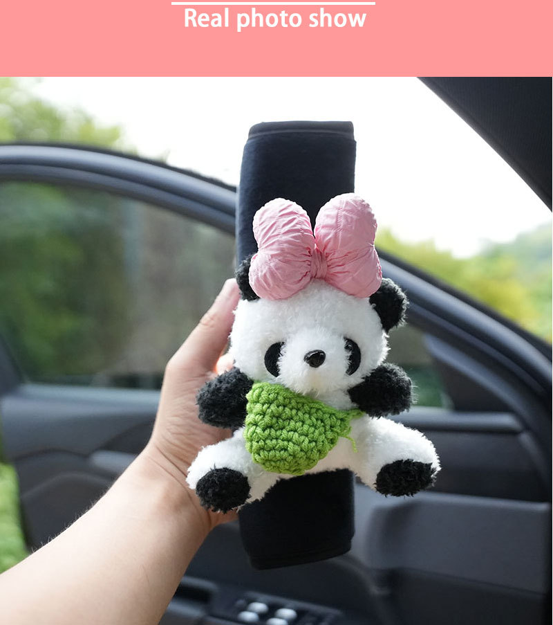 Giant Panda Car Safety Shoulder Cover Women's French High-end Simple Knot Car Accessories Safety Belt Anti-Le Cartoon Women