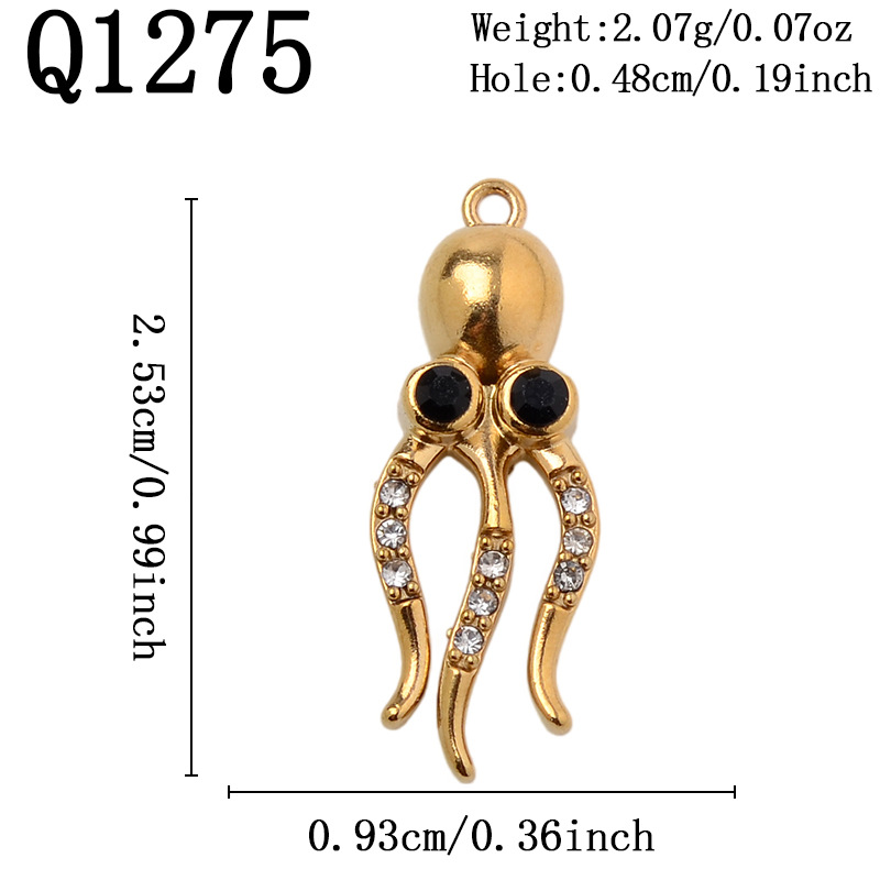 Q1275 Vacuum plated 18K real gold/octopus