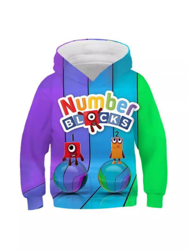 International Trade Cartoon 3D Digital Printing NUMBER BLOCKS Hooded Sweatshirt for Kids (Unisex)