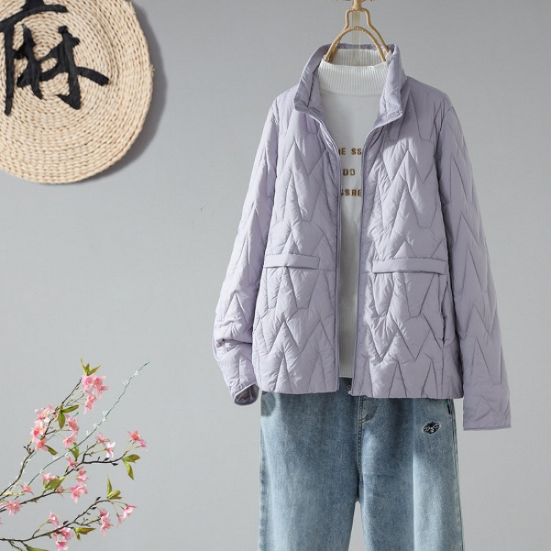 轻薄款棉衣女秋冬轻便韩版棒球服薄袄女装立领大码外套轻薄棉服女