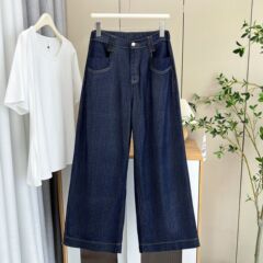 牛大侠の大きいサイズの女性200斤の太った妹の夏の新型の薄いタイプのデザイン感の天糸デニムのワイドパンツ7168