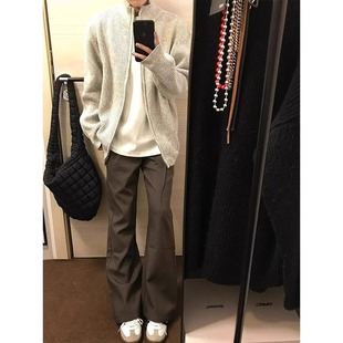 American Style Retro cleanfit Pants High Street Brown Color Micro-La Pants Men's Advanced Sense Straight Machete Suit Pants