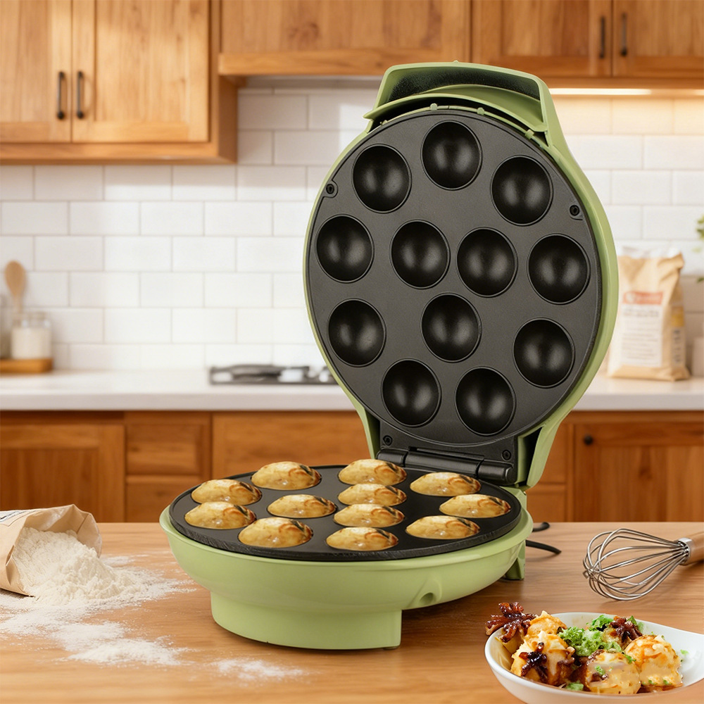 跨境欧规丸子机 12孔章鱼小丸子机早餐机 迷你蛋糕机1200W