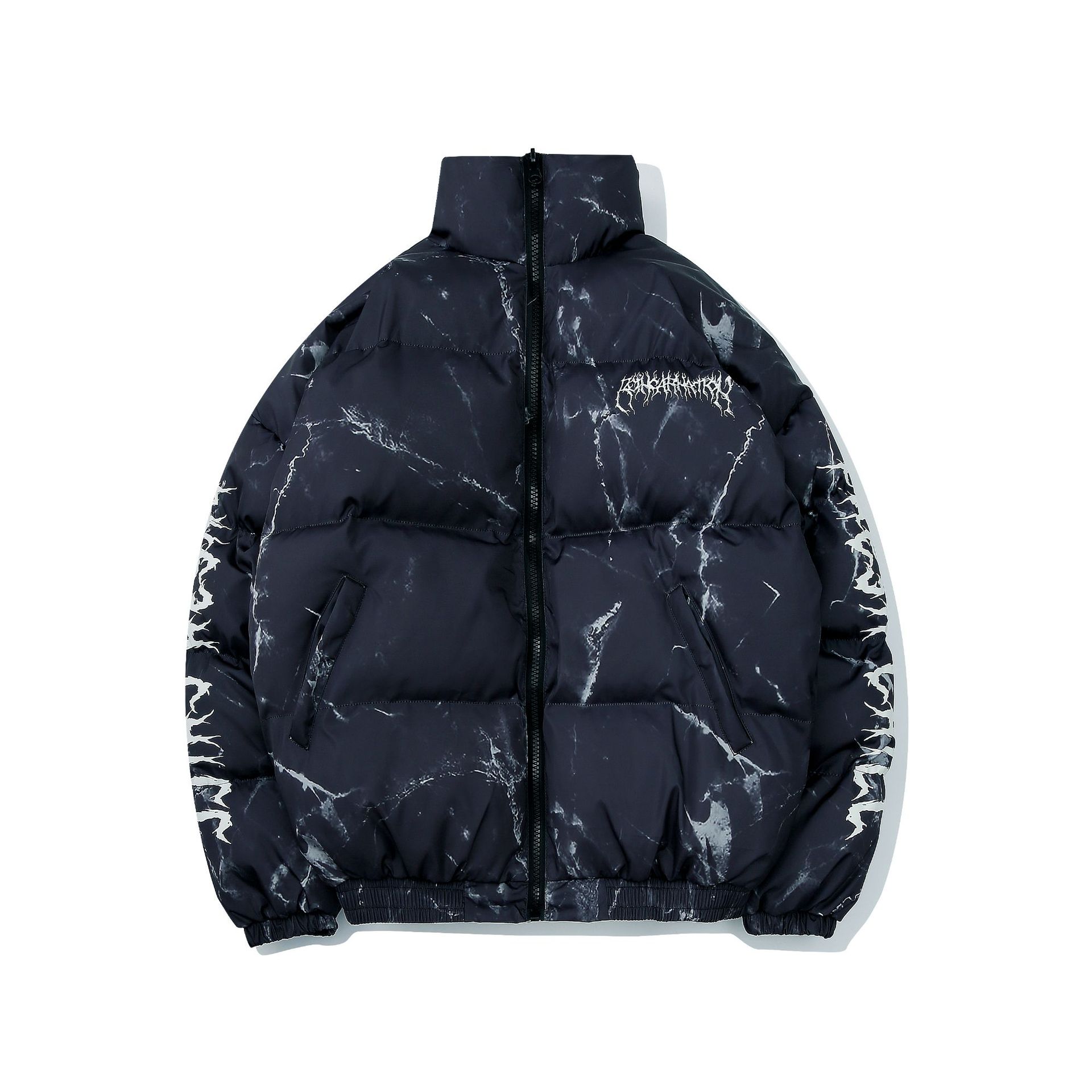 Men's Clothing dark bear graffiti print loose cotton jacket high street hip hop couple bread coat_viptrois.com