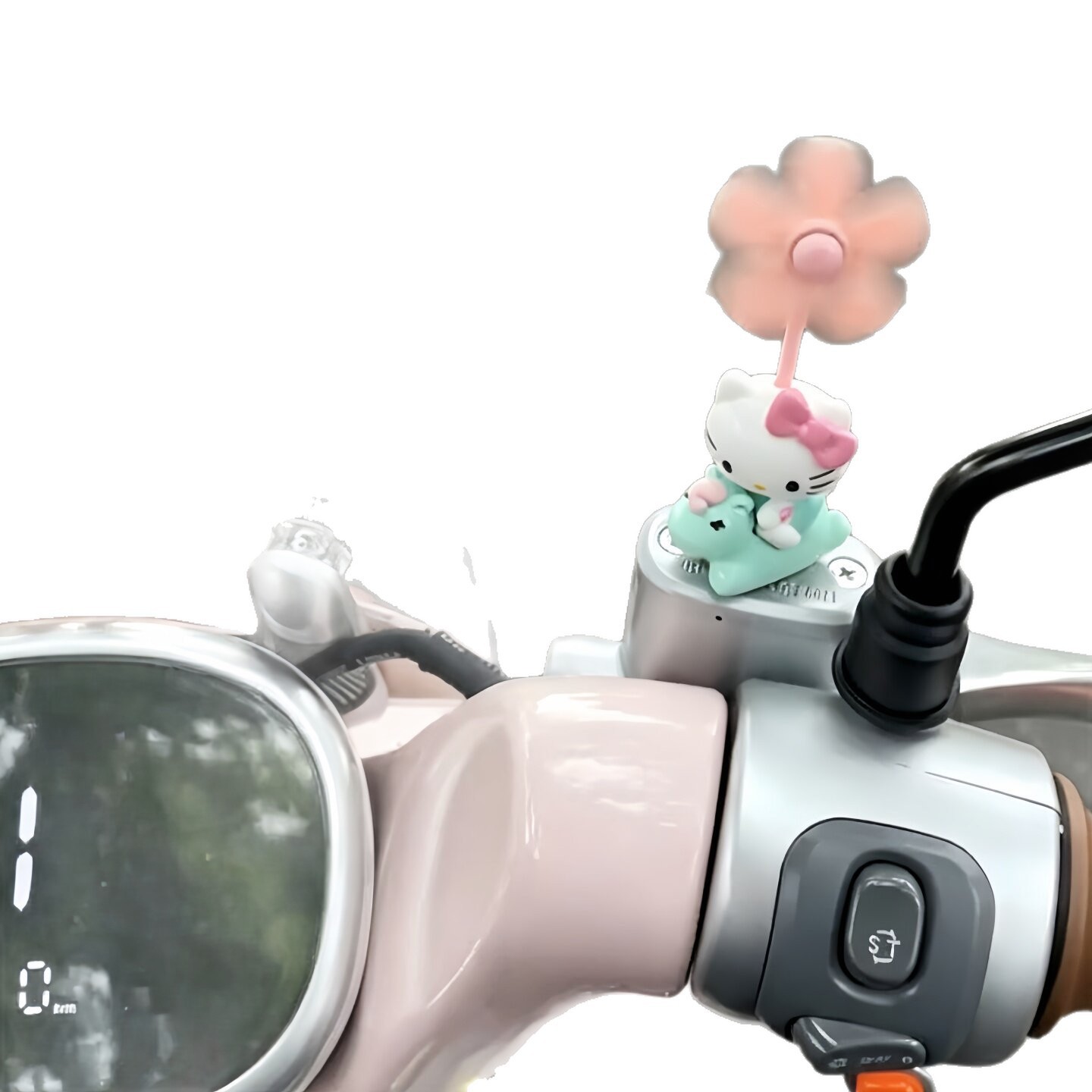 Cute Hello Kitty electric car ornament, wind-powered spinning windmill, bicycle decoration, adorable cartoon car