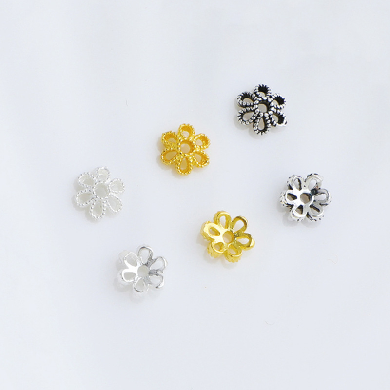 S925 Silver Plain Silver Thai Silver Electroplated Gold Hollow Six Flap Torket Pearl Torket DIY Handmade Bead Cap Jewelry Accessories Wholesale S925 Silver Plain Silver Thai Silver Electroplated Gold Hollow Six Flap Torket Pearl Torket DIY Handmade Bead Cap Jewelry Accessories Wholesale