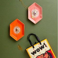 New Nordic creative colorful hexagonal eye tray ceramic home entrance decoration ornaments jewelry storage tray