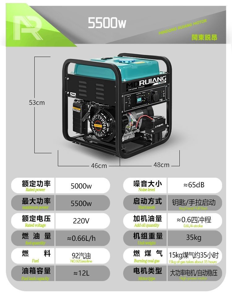 Silent Inverter Remote-Controlled 220V Gasoline Generator Portable 2Kw for Home Use, Outdoor Camping, and Convenient for Rvs