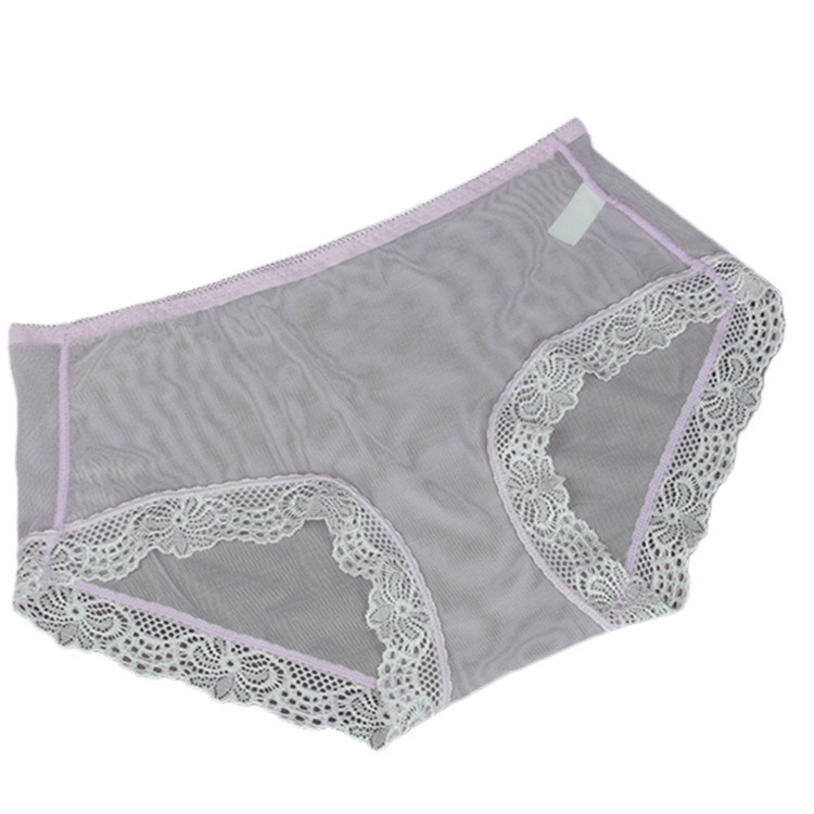 Fábrica de entrega de una pieza ropa interior de mujer ultrafina malla sexy totalmente transparente más tamaño sin costuras cintura baja Algodón puro seda de hielo