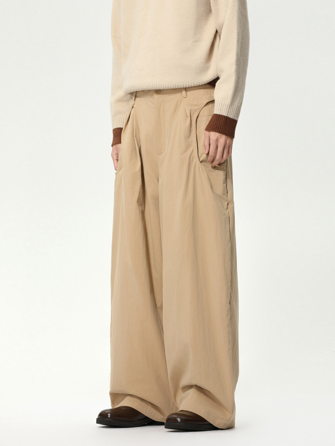 MTLCLOTHES Hombres| Coreano simple ropa de algodón de color sólido chaqueta cintura elástica pantalones casuales multifuncional conjunto diario