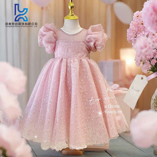 Girls' 2024 Summer New Style Baby Girl Mori dress Summer Bubble Sleeve Hot Style Baby Girl Princess Dress Trendy