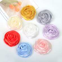 韩版柔软缎面网纱多层立体玫瑰花朵 DIY头花发夹胸花材料饰品配件