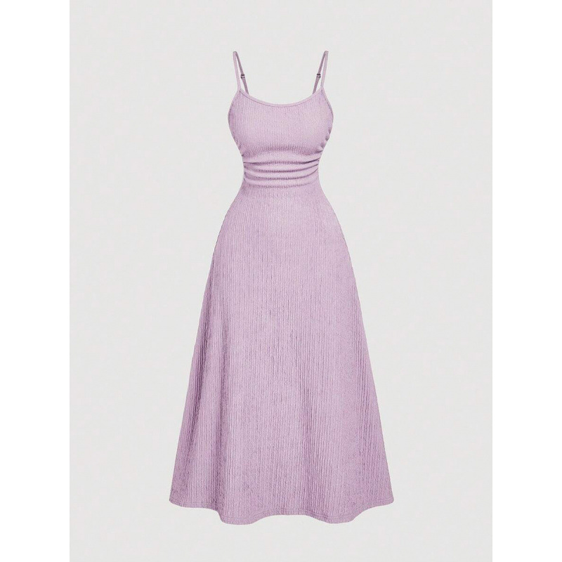 2025 comercio exterior mujeres vestidos 1pc damas romántico pliegue ajustable correa de hombro delgada vestido