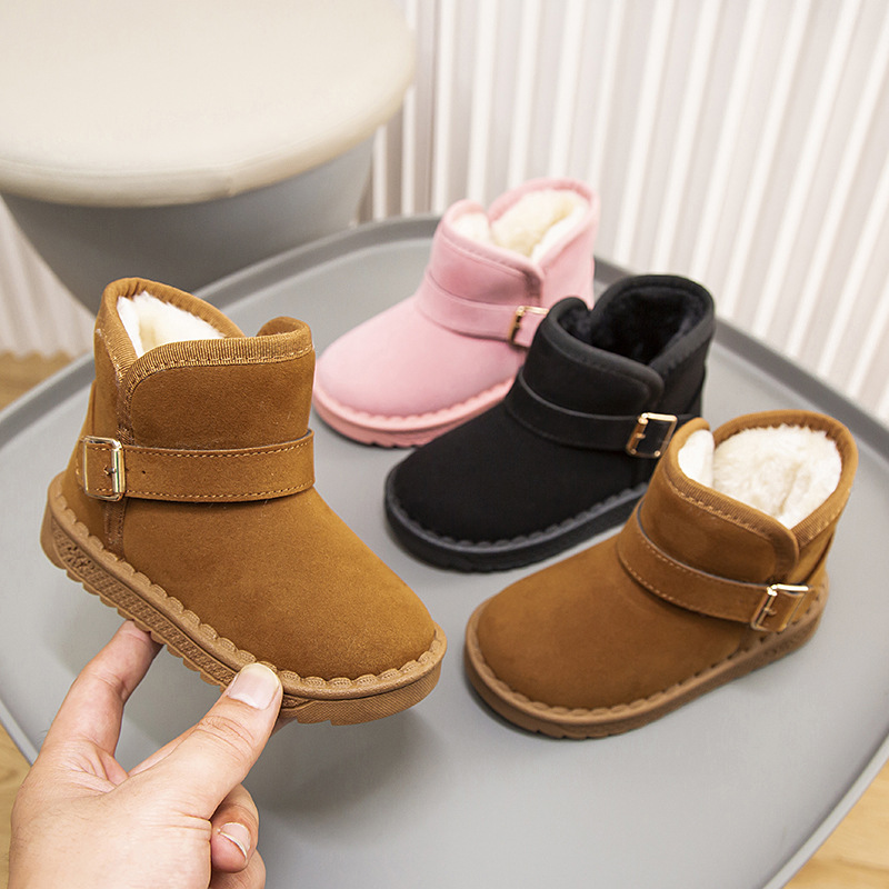 Bottes d'hiver pour filles et garçons 2024 pour enfants, chaussures en coton épais et pelucheux pour bébés_voghion.com