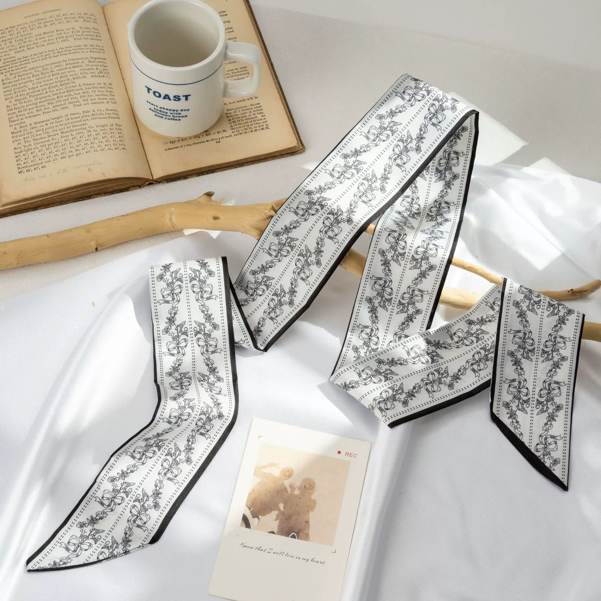 Silk Scarf Hairband (Suhang) long streamer 89×3.8 cm, lightweight gift box option