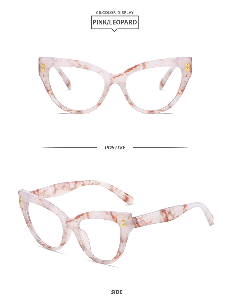 45g Weight Full Frame Glasses Structure Glasses Classification PC Lens Material Square Glasses Style Street Occasion Color Block Pattern Women'S Gender Retro Style Retro Color Block PC Square Full Frame Optical Glasses 8