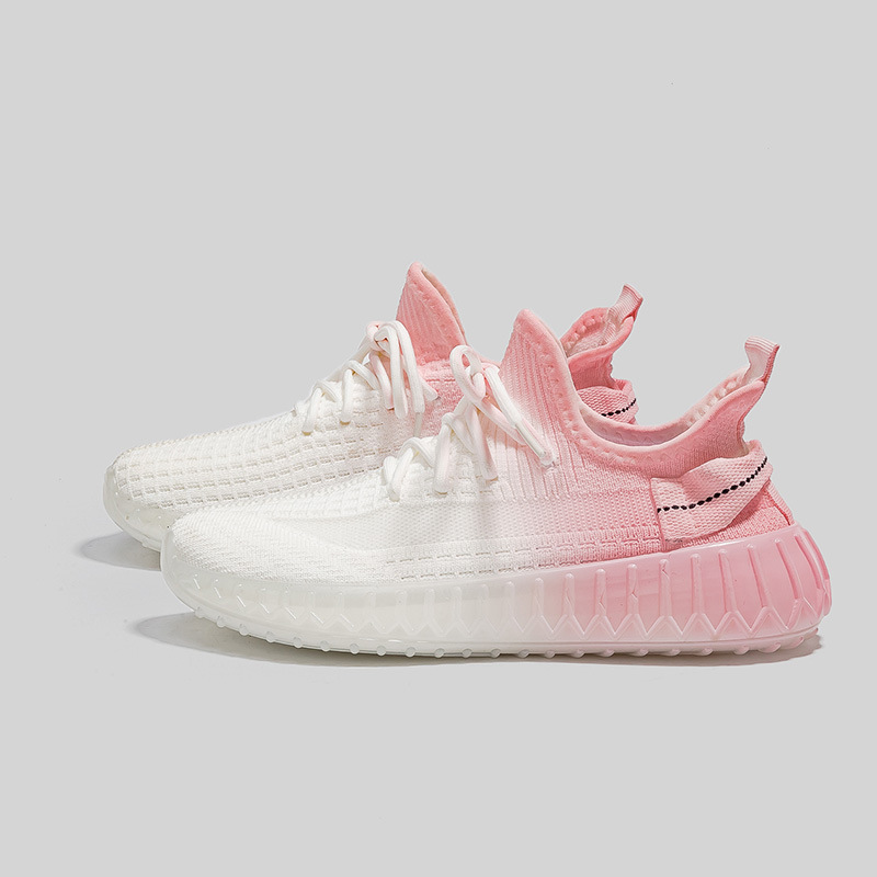 Popcorn Color Couple Coconut Shoes Breathable Flying Weave Running Shoes 2022 Spring and Summer New Korean Style Sports Shoes 355