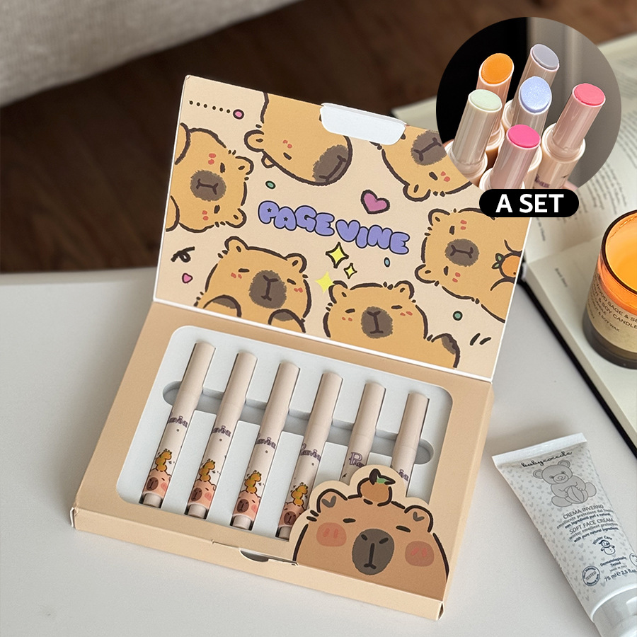 Barra de labios Kapibala transfronteriza 6 PÁGINA Nuevo juego de maquillaje Lápiz labial impermeable de larga duración europeo y americano