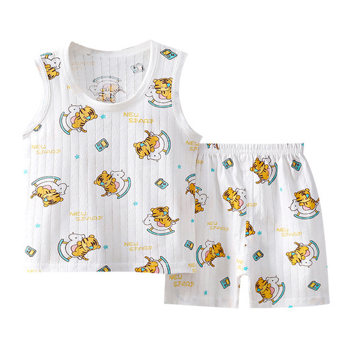 Children's vest suit summer cotton boy sleeveless girl shorts clothes cotton baby suit children's clothing wholesale