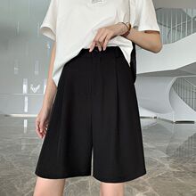 薄款西装短裤女宽松2025夏季高腰A字垂感显瘦阔腿五分裤港味中裤