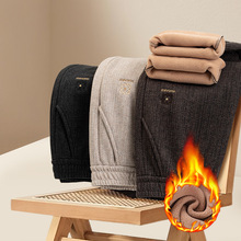 冬季妈妈装加绒裤子中老年女士一体绒直筒裤子加厚保暖奶奶裤子