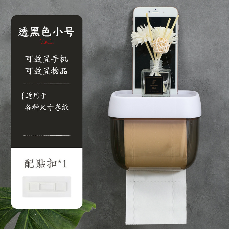 Caja de pañuelos para inodoros sin perforaciones, montada en la pared, inodoro para el hogar, soporte para rollo de papel higiénico, tubo para rollo impermeable de color sólido