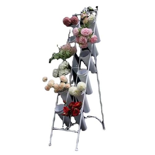 Multi-layer step ladder flower rack, iron flower shop flower display stand, flower pot, flower arrangement cylinder, floor-standing display rack