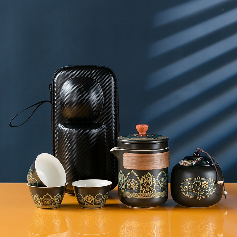 快客杯露营陶瓷便携旅行茶具套装功夫户外泡茶壶出差旅游茶杯礼盒