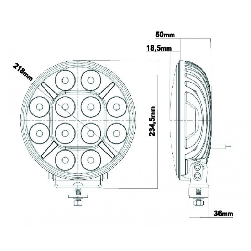 Cross-Border Supply of 9inch Round Off-Road Vehicle Lights, Modified 120W Work Lights, Ouka Spotlights, Excavator Inspection Lights