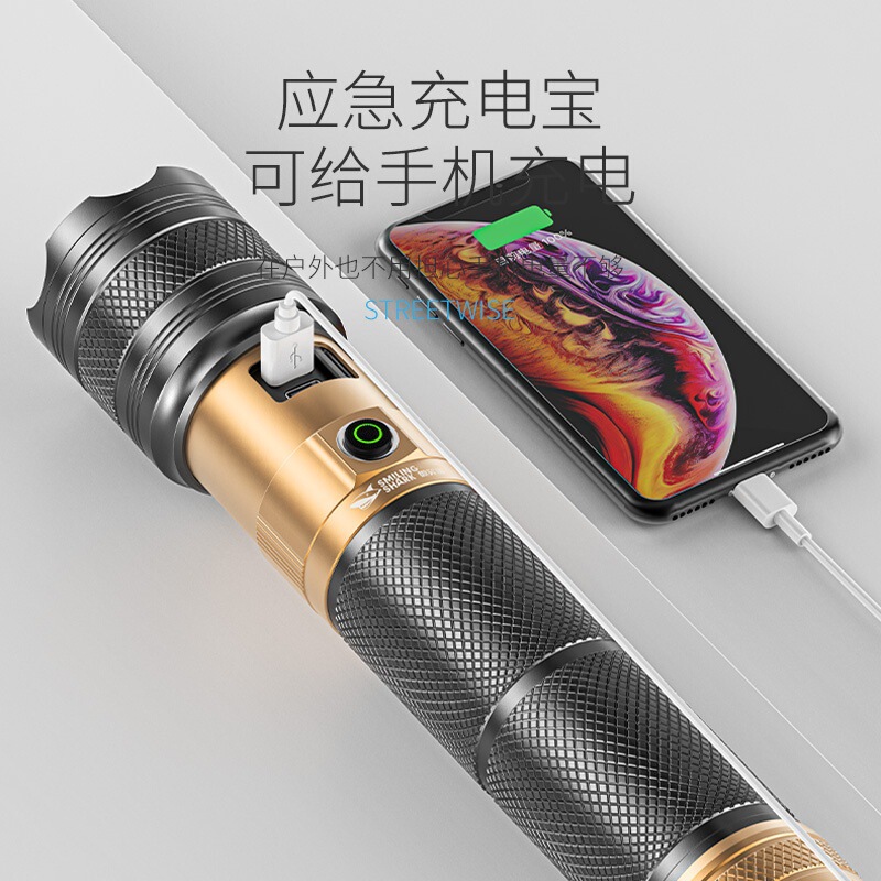 跨境新款激光强光手电筒充电户外超亮远射应急巡逻超长续航大容量|undefined