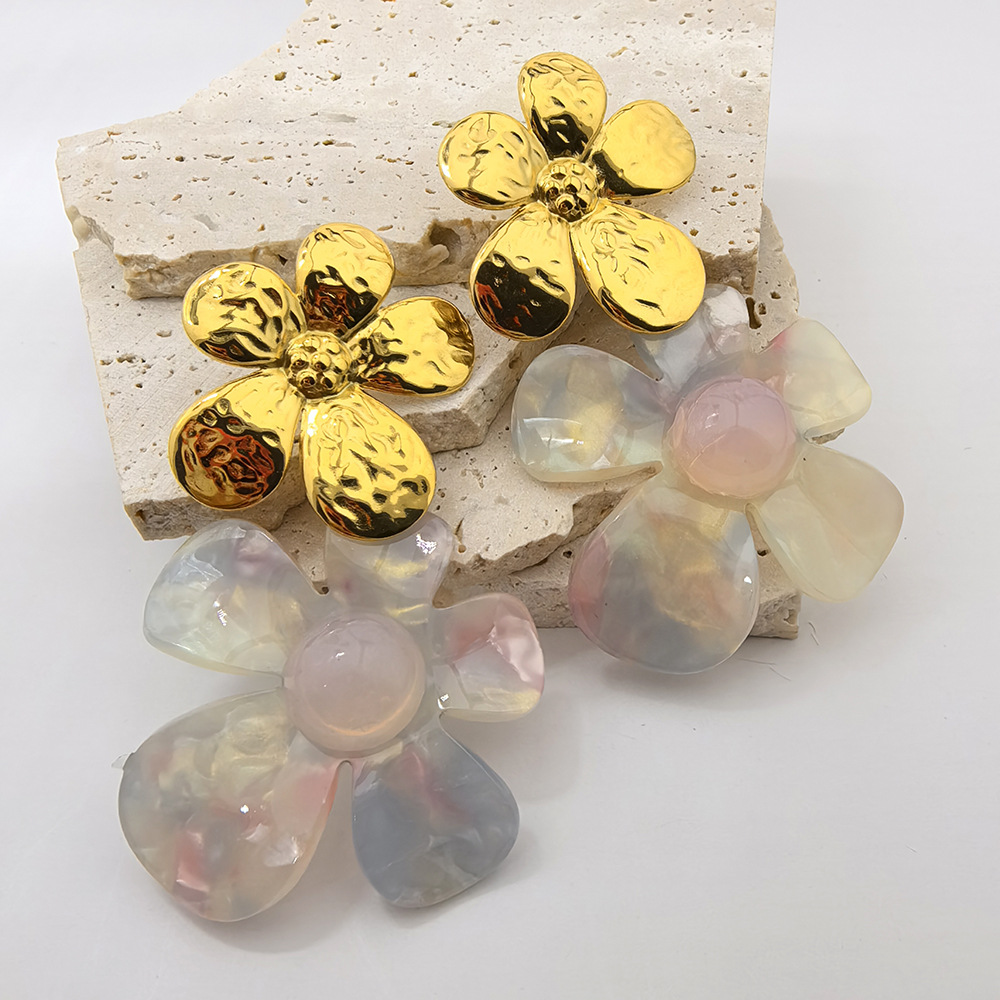 Drop Earrings Classification 1 Pair Quantity 1 Pair Cute Vacation Flower Plating 304 Stainless Steel Drop Earrings