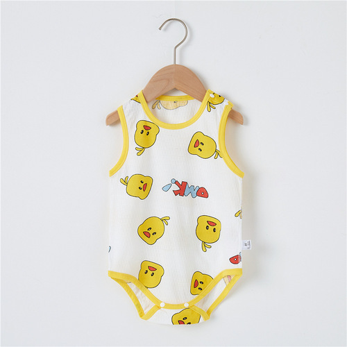 Baby onesie summer pure cotton thin newborn clothes for girls triangular harikiri crawling top diaper cover