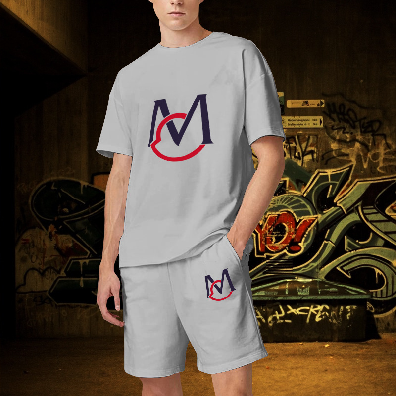 2023 nuevos deportes casuales camiseta de los hombres de verano de fitness shorts camiseta traje de running traje de manga corta de los hombres de comercio exterior