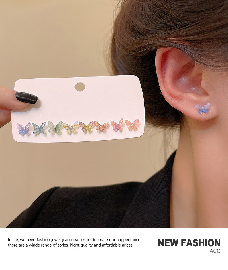1 Set Fashion Butterfly Resin Stoving Varnish Womenu0027S Ear Studs