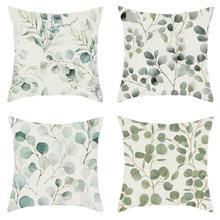 跨境花卉叶子定细麻抱枕套企业活动开业礼品家庭照片卧室床上抱枕