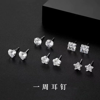 999纯银四爪耳钉女ins轻奢高级感养耳洞耳饰简约小巧网红小众耳环