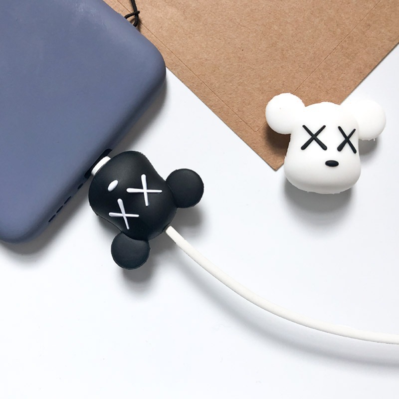 Protector de cable de datos de silicona anti-rotura, protector de cable de datos con diseño de animales y frutas de dibujos animados.