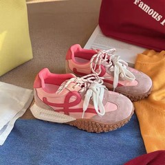 黄色ネット面徳訓靴7cm高厚底靴2025新型夏運動通気カジュアル靴女子靴