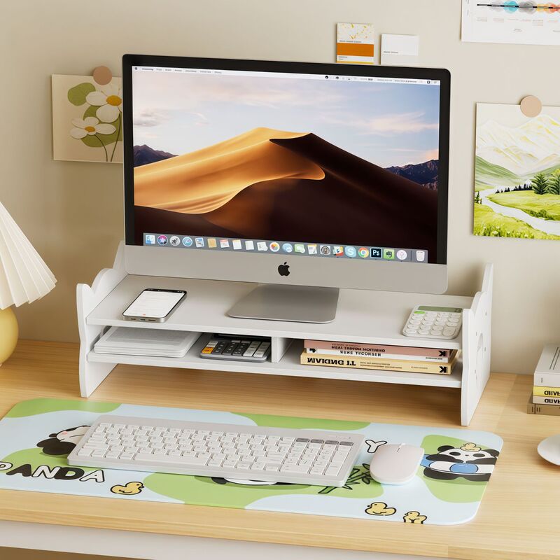 Monitor Riser Desktop Computer Display Screen Base Elevated Stand Desktop Keyboard Tray Storage Rack